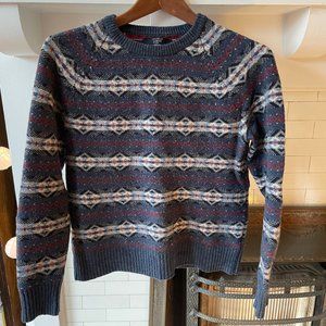 J. Crew Men's Fair Isle Lambs Wool Crewneck  Pullover Sweater Size Small